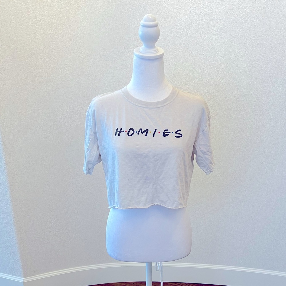Byproduct ‘Homies’ Friends-Inspired Crop Top Off-white - Size XS